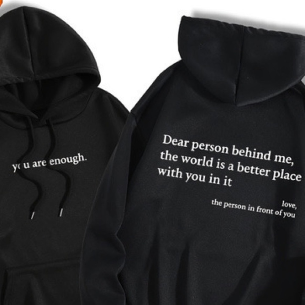 “YOU ARE ENOUGH” Fleece Hoodie - with writing on  the back